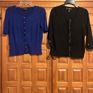 (BUNDLE)White House Black Market ”Blue Buttoned Blouse/Cardigan & Black Cardigan